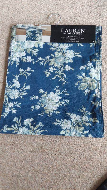 New Ralph Lauren Table Runner - Blue Floral Print
