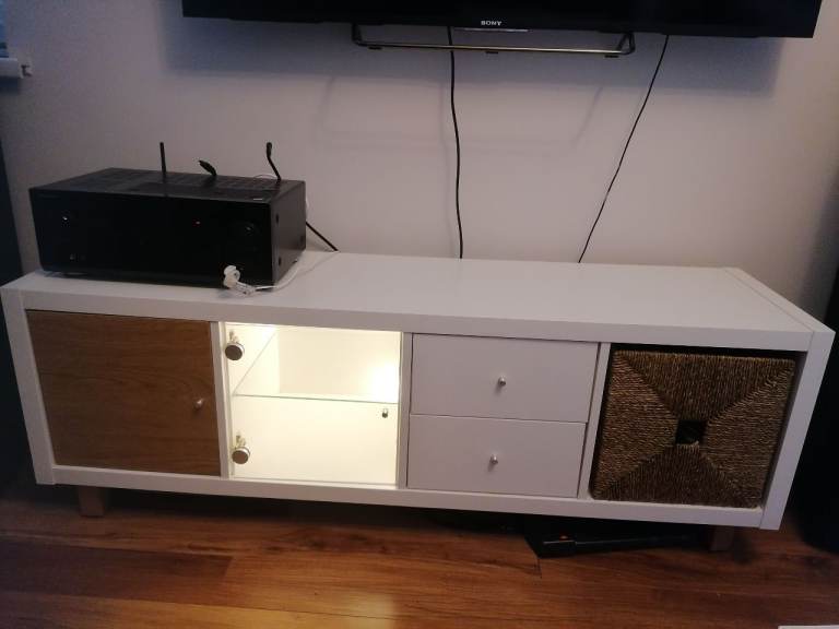White TV Media Unit with Drawers and Storage