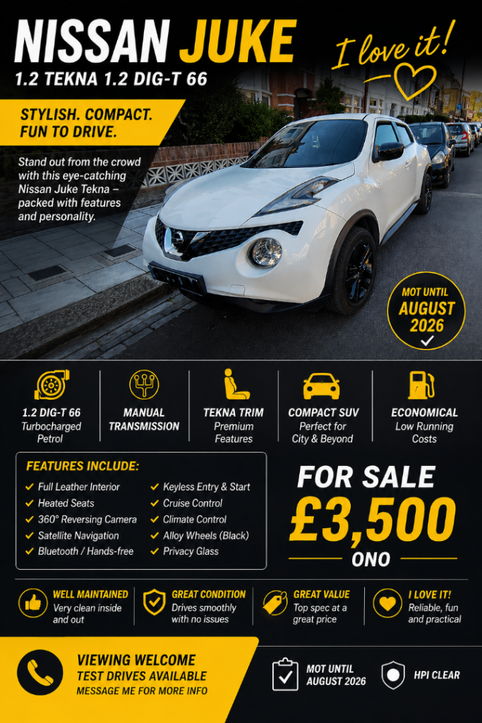 Nissan, JUKE, Hatchback, 2016, Manual, 1197 (cc), 5 doors