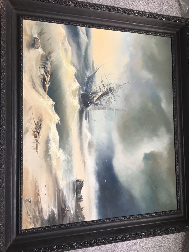 Oil Painting on Canvas- classical wrecked Sailing Ship depiction