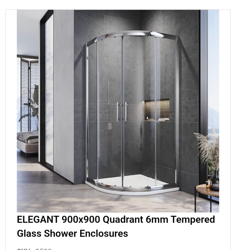 Shower tray with waste and enclosure 