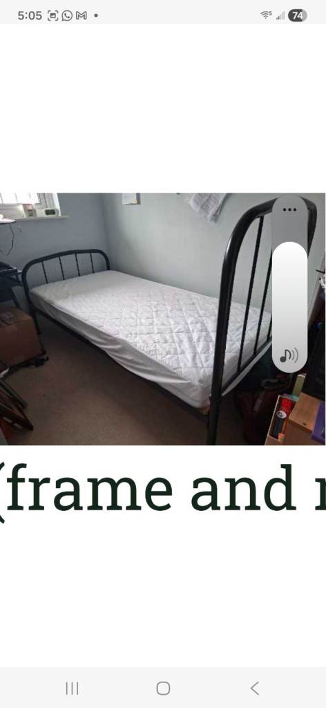image for Metal Single Bed with Mattress (Can Deliver)