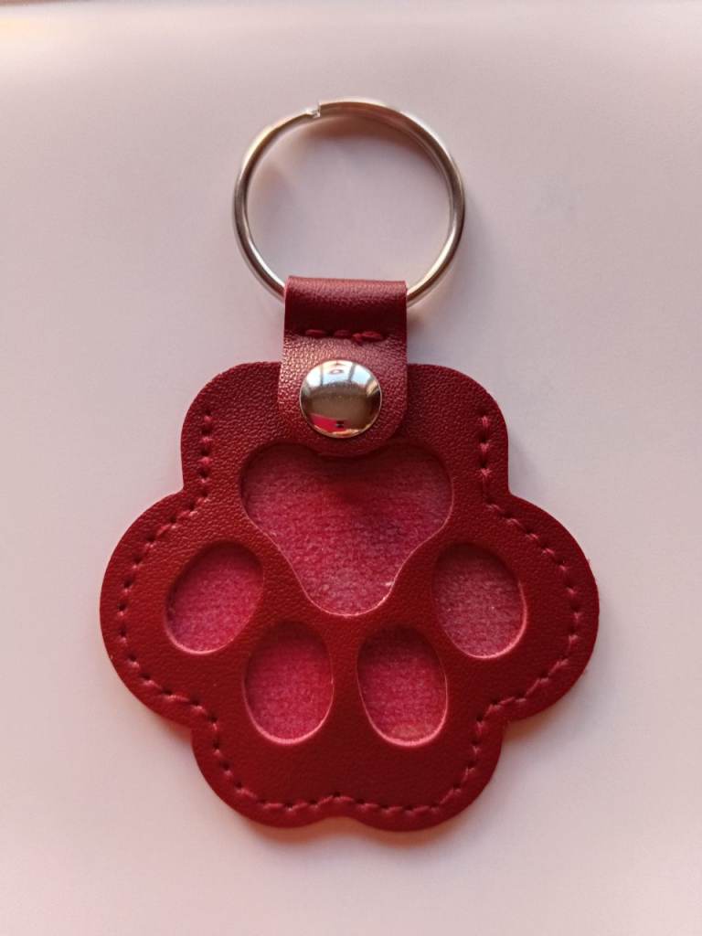 New Red Paw Print Keyring