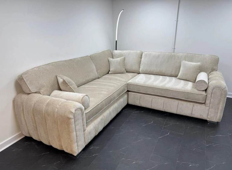 New  Corner Sofa in Cream Velvet
