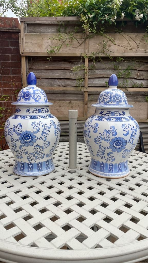 Very Large Ginger Jars Blue & White some  damage