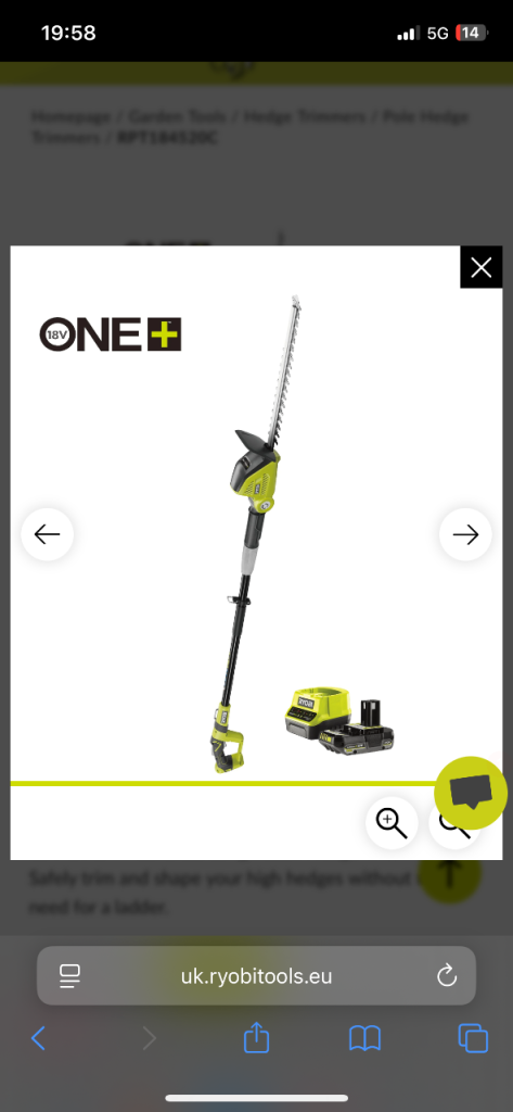 18V ONE+™ Cordless 2.9m Pole Hedge Trimmer (1 x 2.0Ah)