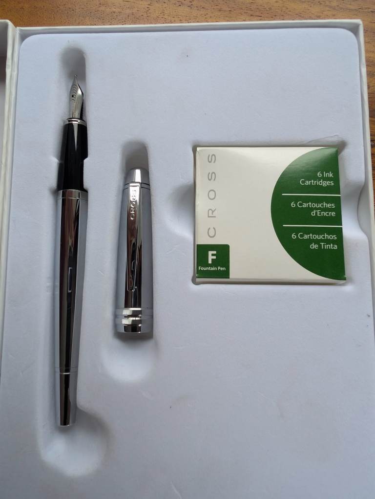 CROSS Calais Refillable Fountain Pen in Chrome