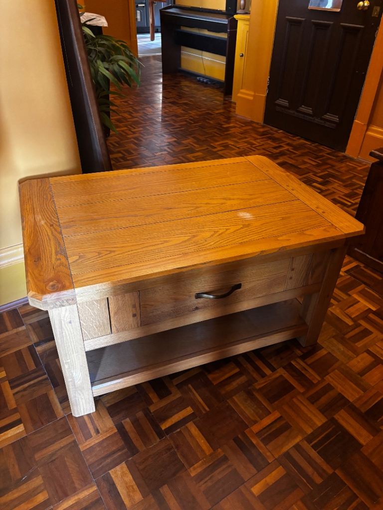 Wooden coffee table with drawer