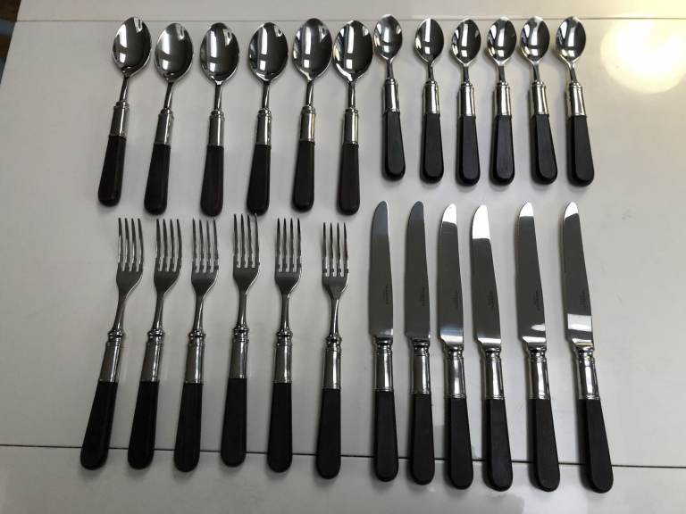 image for Newbridge 24 Piece Cutlery Set - Stainless steel & Rosewood coloured handles