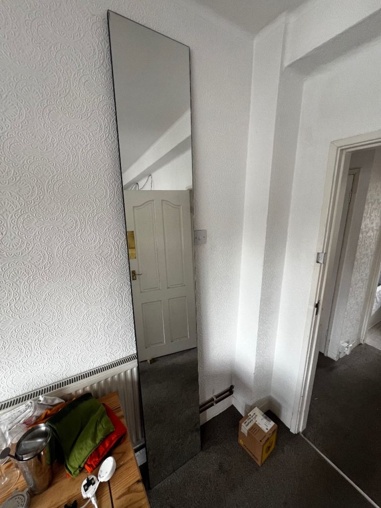 Full Length Mirror – Silver Frame, Good Condition