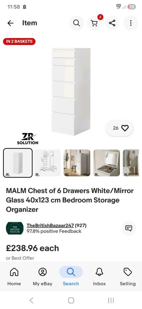 Ikea chest of draws with pull up mirror