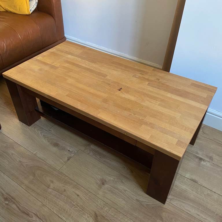 STUNNING Handmade Rosewood Base + Solid Beech Butcher Block Top Coffee Table