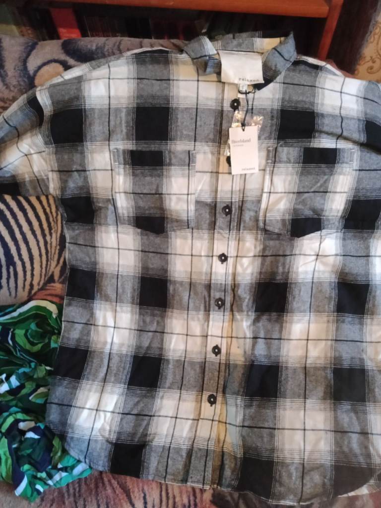 Men's river island black and white relaxed casual shirt