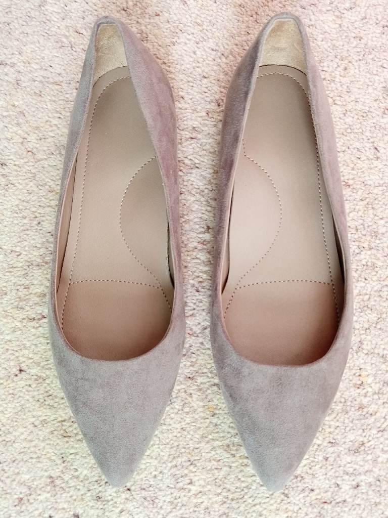 Greige faux suede flats