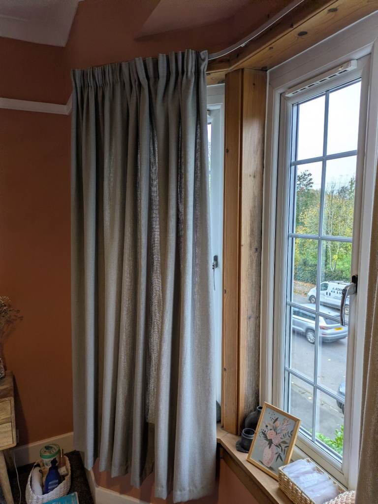 Grey pencil pleat curtains