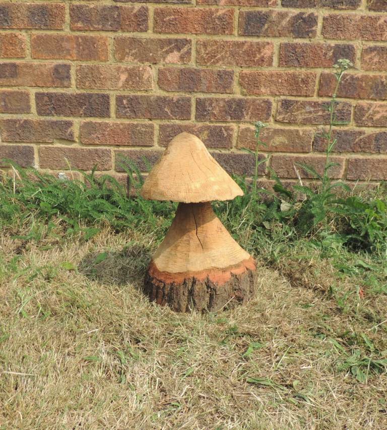 Oak Mushroom Chainsaw Carving Garden Feature Sculpture Ornament