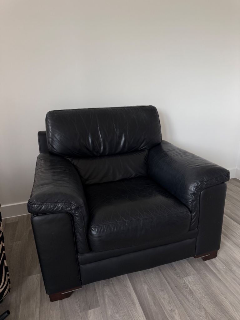 Black Leather Armchair - Great Condition 