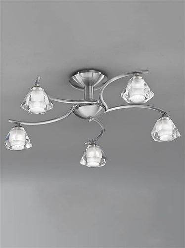 Two Franklite FL2294/5 Twista 5 Light Satin Nickel Semi Flush Light