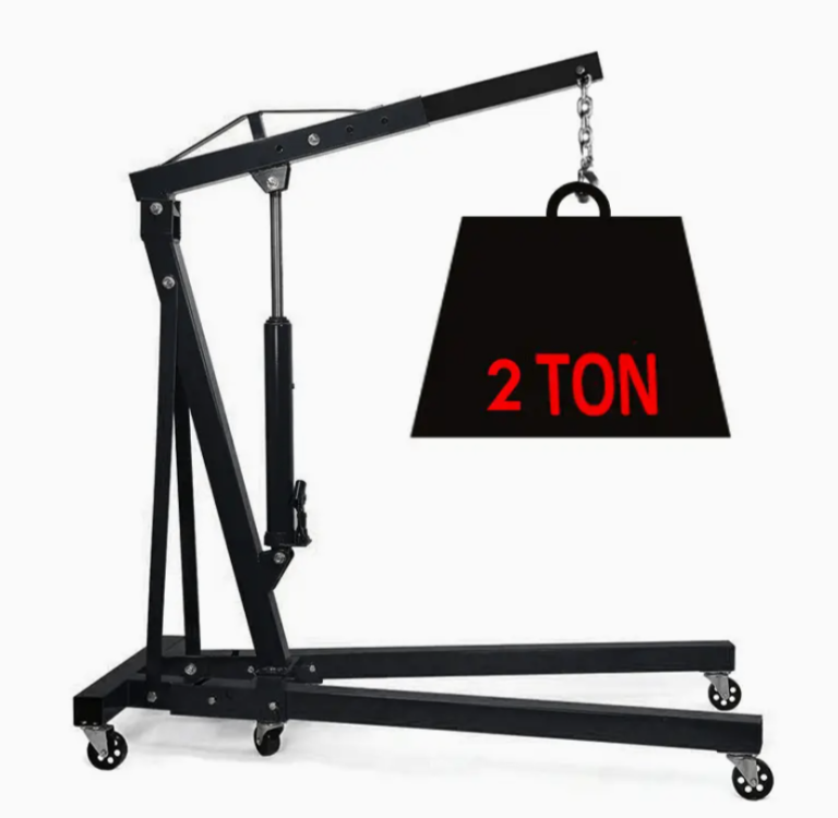 2 Ton Professional Folding Engine Crane, Hydraulic Heavy Lift Crane Lifting Jack