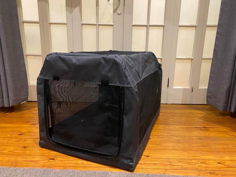 Soft Sided Folding Fabric Dog Crate Grey Large