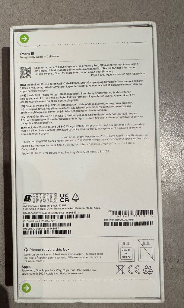 iPhone 16 128gb Black Sealed 