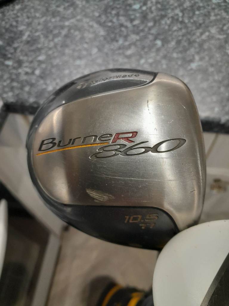 Full set of golf clubs.
