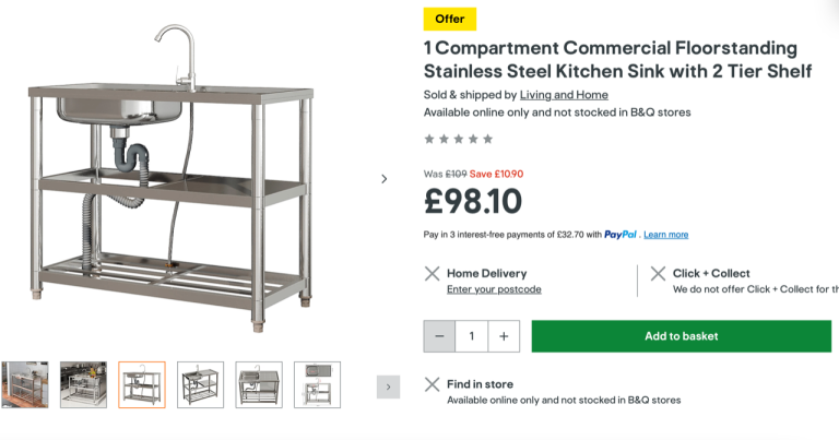 Stainless Steel Kitchen Sink with shelves