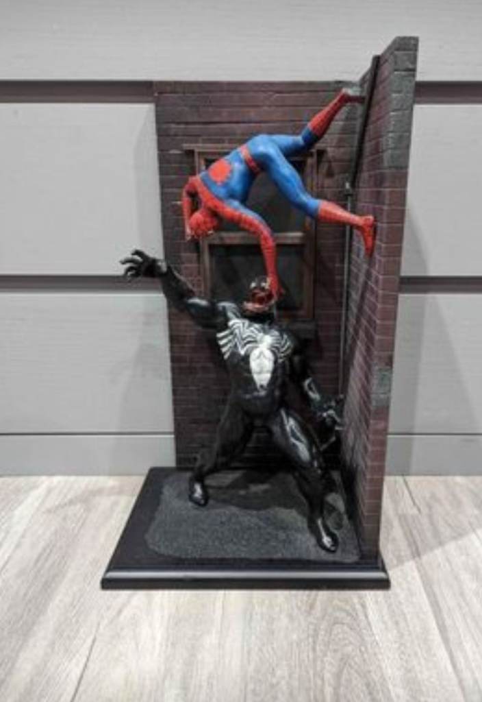 Unique Hand-Painted Venom & Spider-Man Collectible Art Piece