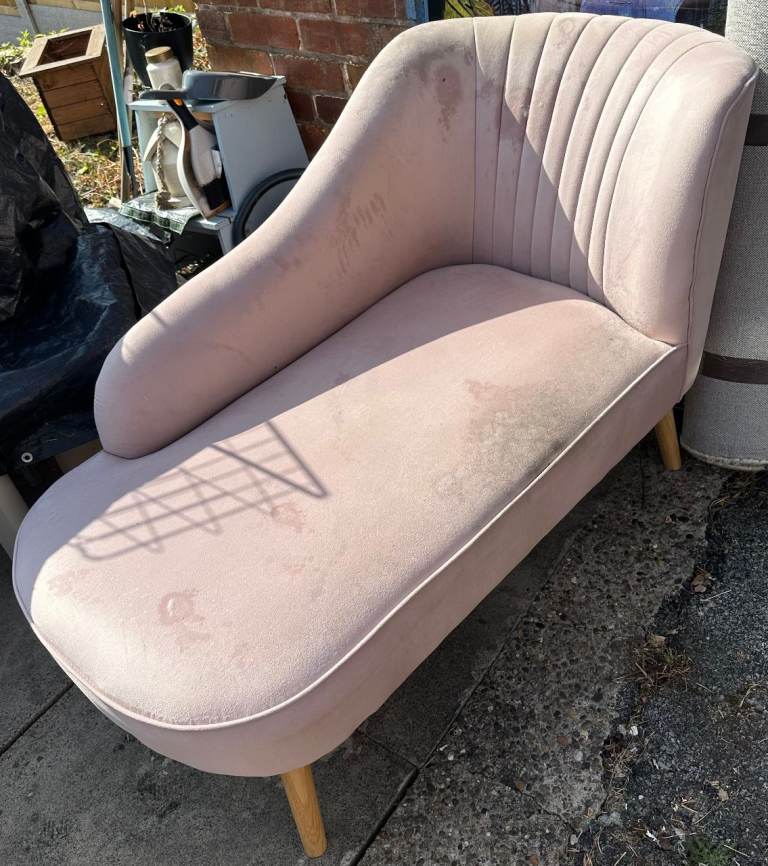 Pink Velvet Chaise Lounge - Good Condition