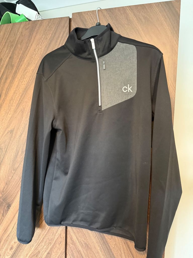 Calvin Klein Mens Quarter Zip Sweatshirt – Black, Good Condition