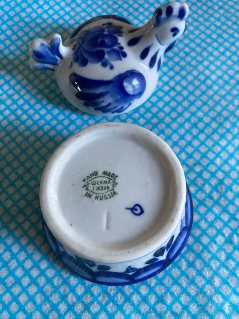 Vintage Gzhel Porcelain Russian Blue & White egg cup reasonable offers accepted