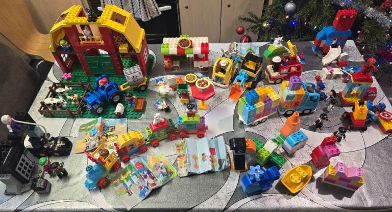 HUGE LEGO DUPLO Bundle Multiple Sets,Vehicles, Farm, Pizzeria, Numbers, Alphabet, Figures, Baseplate