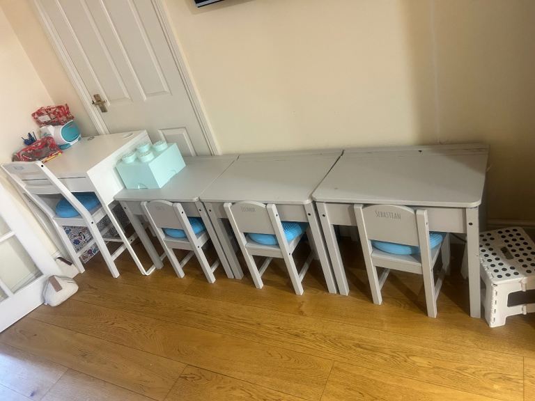 4 x IKEA children desks AND chairs