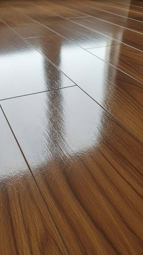 Shiny Wood Effect Flooring Tiles – Good Condition