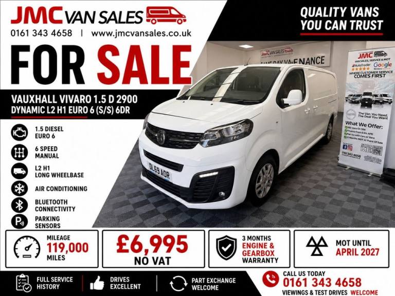 2019 69 VAUXHALL VIVARO 1.5 TURBO D 2900 SPORTIVE PANEL VAN 5DR DIESEL MANUAL L2