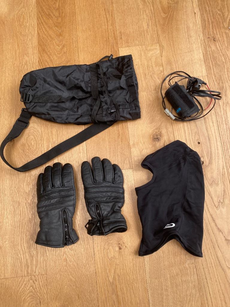Motor cycle leather gloves etc