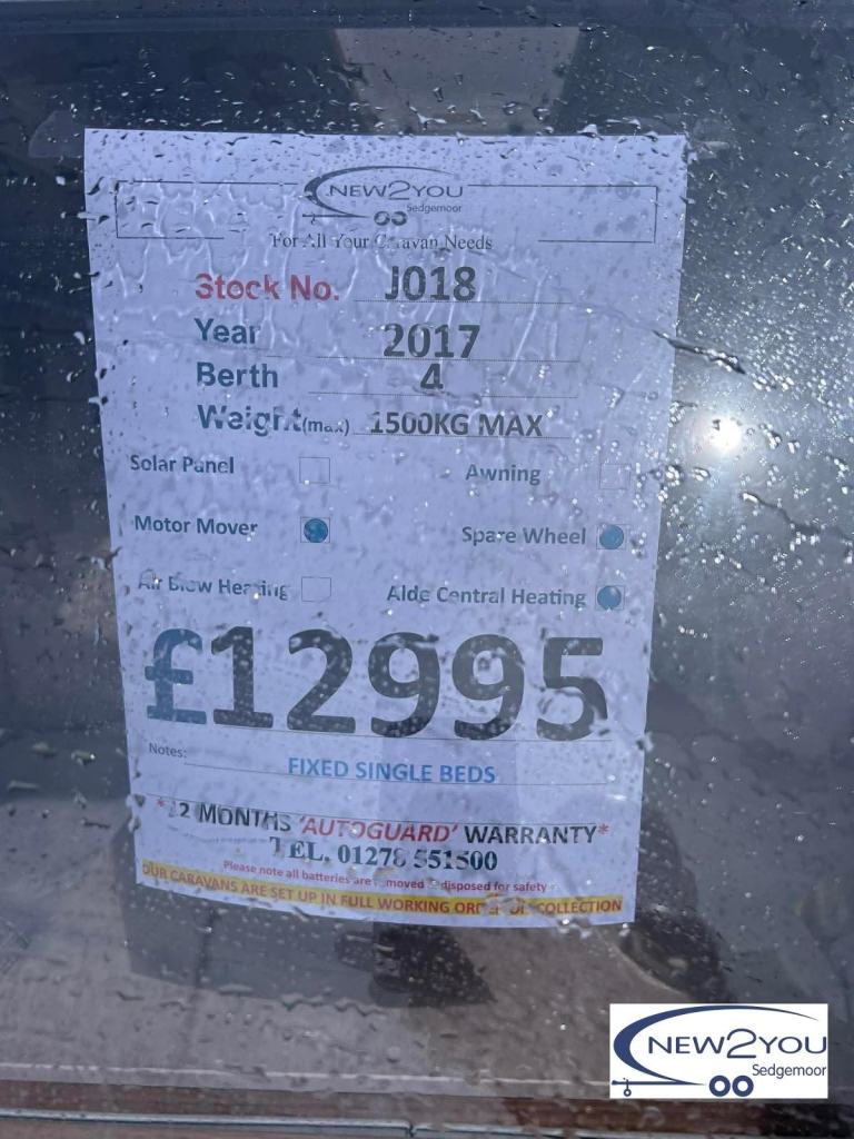 2017 Lunar Clubman SB 4 Berth FIXED SINGLES Caravan - STOCK NO J018