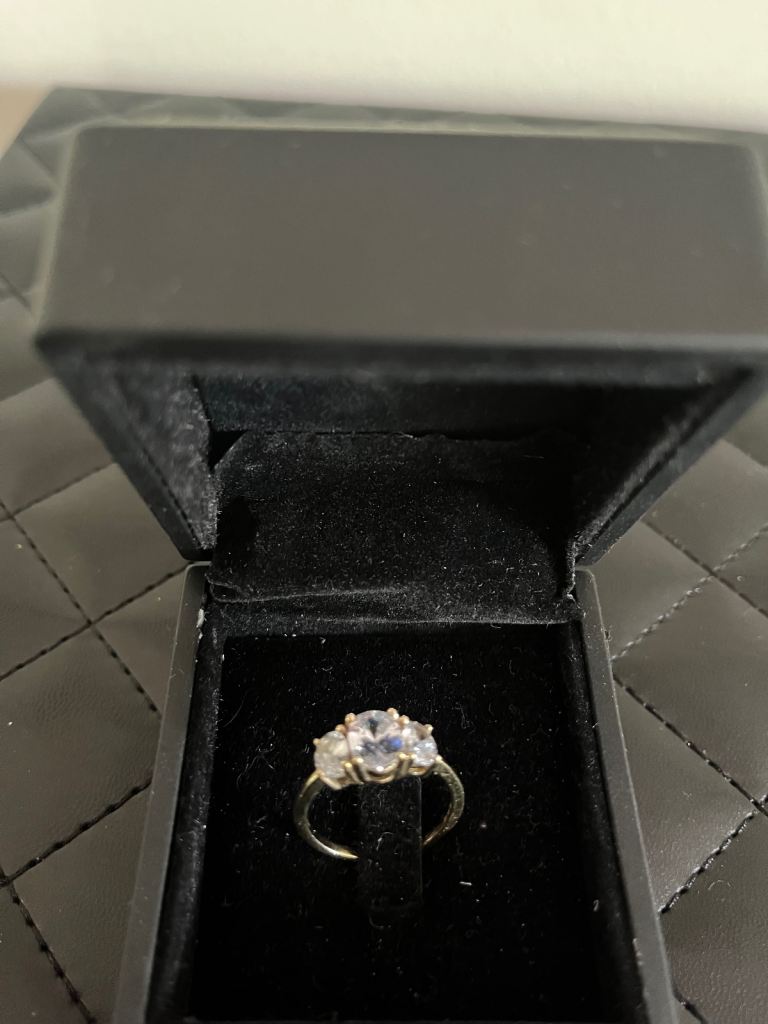 Gold and cubic zirconia ring