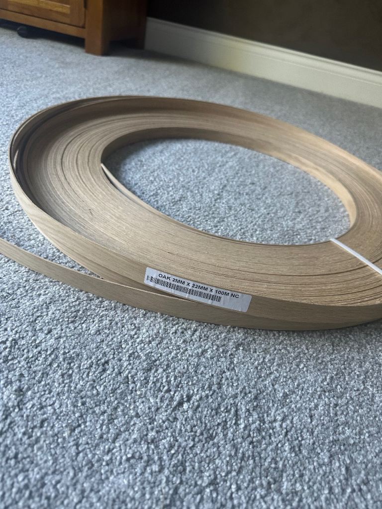 Unglued Thick Oak Veneer Edging Tape Strip 2mm x 22mm x 100m