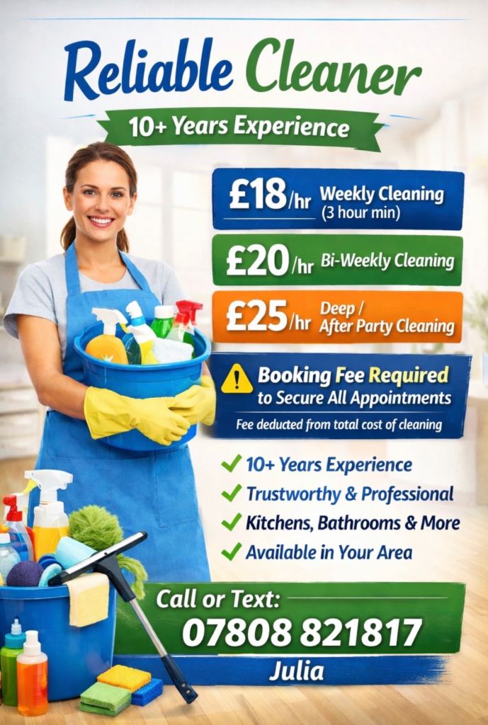 Reliable Cleaner 10+ Years UK Experience 