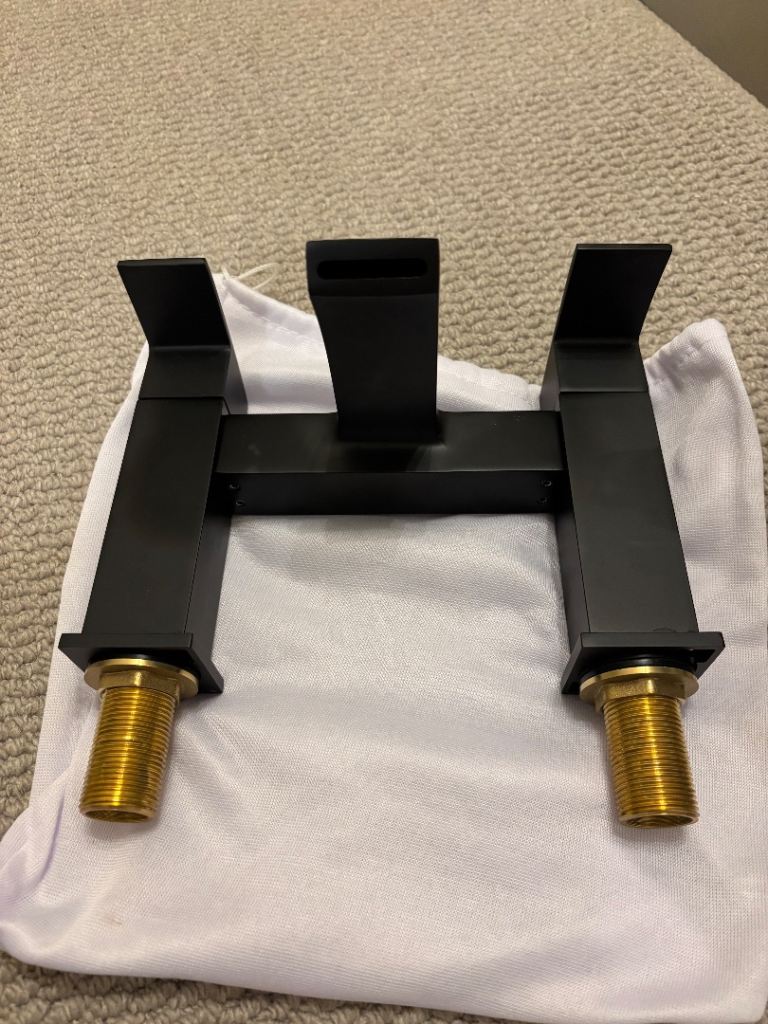 Matt Black Curve Waterfall Tap Dual Lever Bath Tap