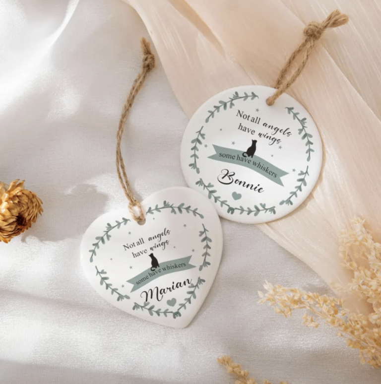 Personalised Cat Memorial Ceramic Ornament (Message me the name of the cat)