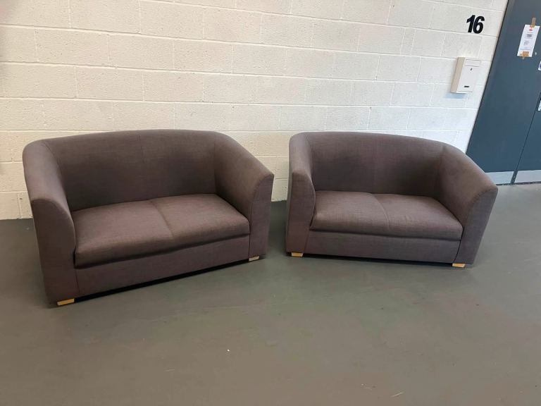Grey fabric sofa x2