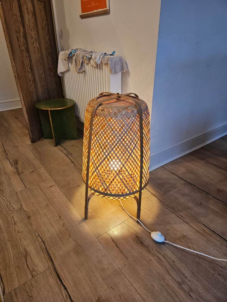 Ikea Knixhult bamboo basket floor lamp