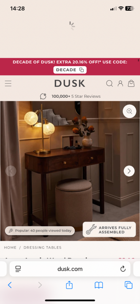 Dusk Avery Acacia Wood Dressing Table Console - walnut