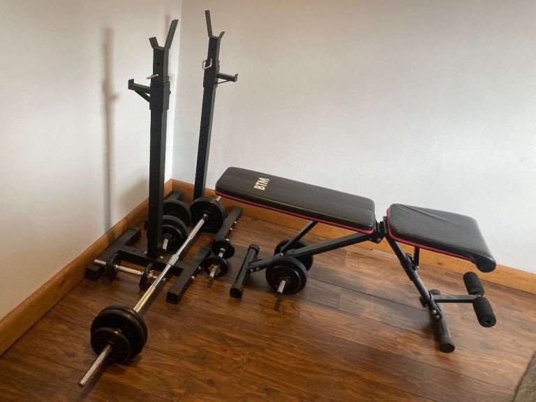 Weight Bench and Squat Rack with Weights – Good Condition