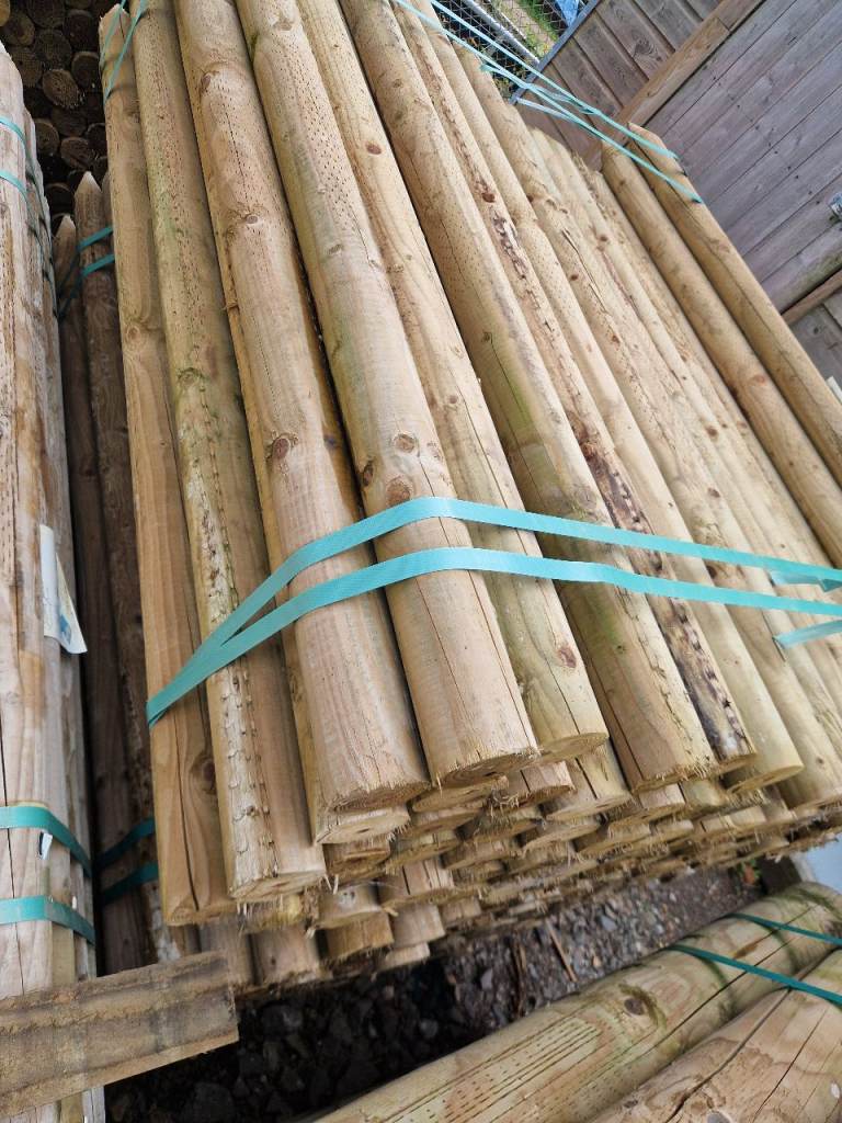 fencing stakes  5ft 6in  £4.68 each    50 stakes deal  £230   machined round 3in