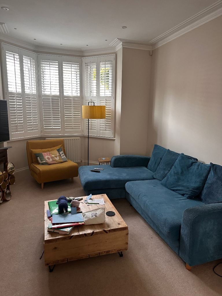 SOLD DFS chaise sofa - blue - good condition 