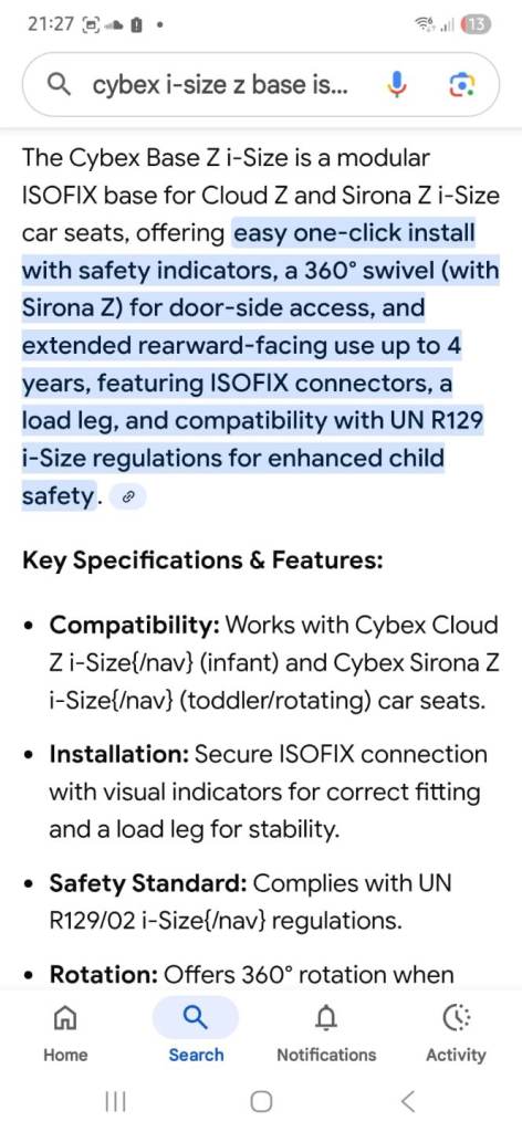 Cybex car seats and 360 isofix bases