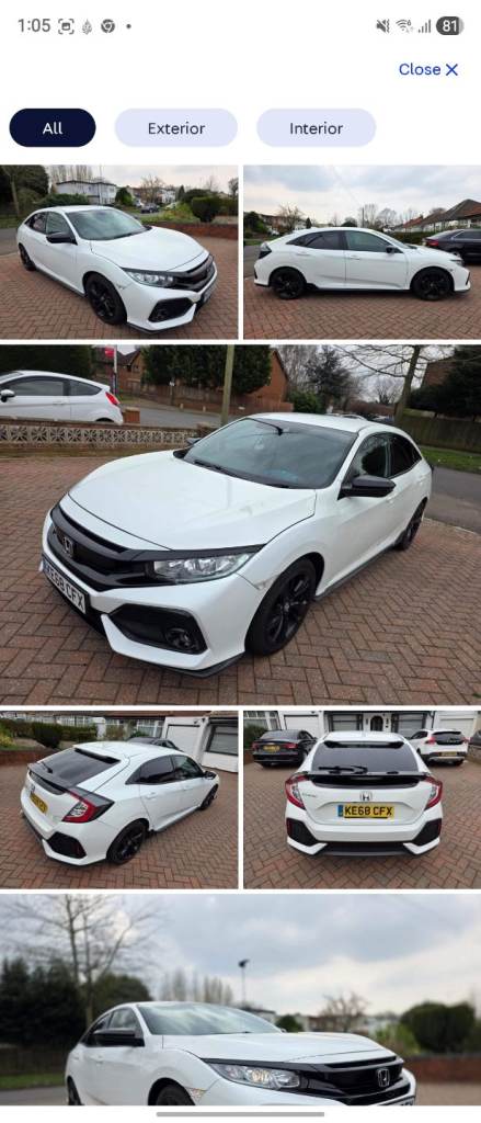 2019 Honda civic 1.0 vtech sportline, 62 k miles, FSH, 2 owners, 12 months mot